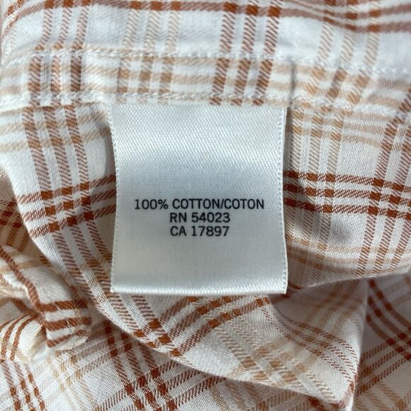 Banana Republic Shirt Mens Sz XXL Orange Plaid Cotton Button Up Long Sleeve 2XL - Picture 8 of 10